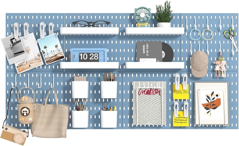 RIVTUN 8-Pack 22"x44" Plastic Pegboard Panels Durable Modular Organizer Boards for Wall Storage, Garage, Workshop & Craft Room – Lightweight & Easy to Install - Image 1